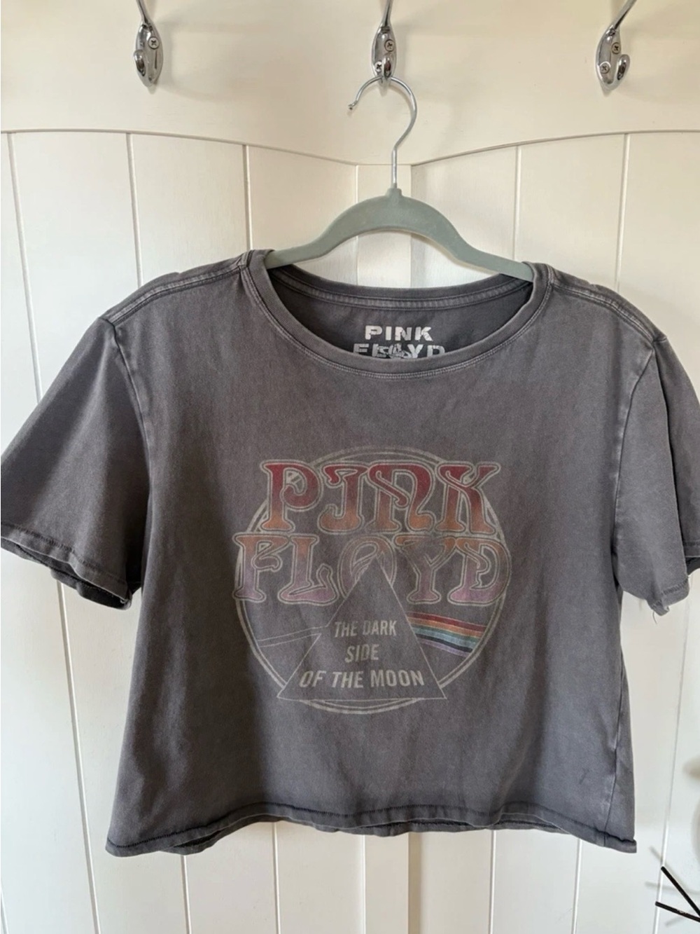 Lucky Brand Gray Pink Floyd Graphic Tee with Rainbow Accent